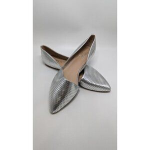 Franco Sarto Silver Cutout Pointed Toe Flats
